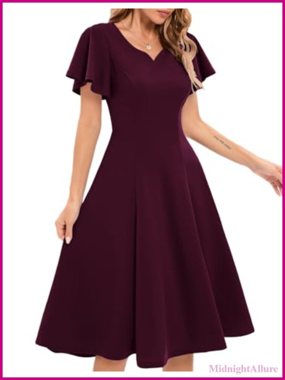 Vintage Short Sleeve Fit & Flare Cocktail Dress for Wedding Guest Tea Party